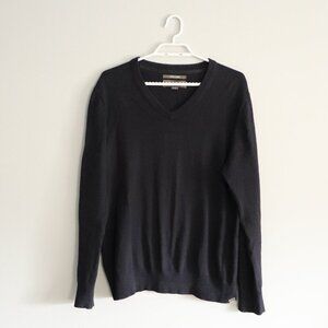 Eddie Bauer Men's M Blue Cashmere Blend V-Neck Pullover Ribbed Stretch Sweater